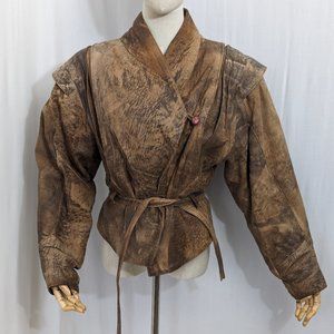 Vintage Echtesleder Brown Leather Bomber Jacket Size L